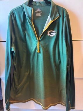 Majestic Green and Yellow Green Bay Packers Quarter-Zip Long Sleeve